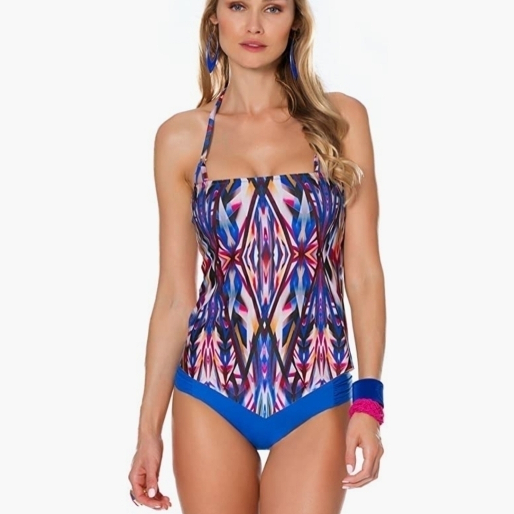 Becca by R Virtue Aura halter v hem tankini size M